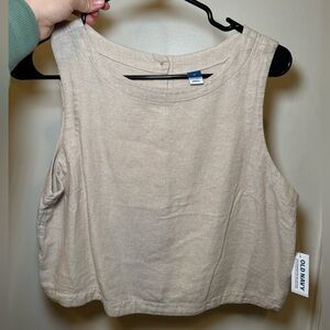Old Navy Linen Crop Top with Button Up Back - NWT